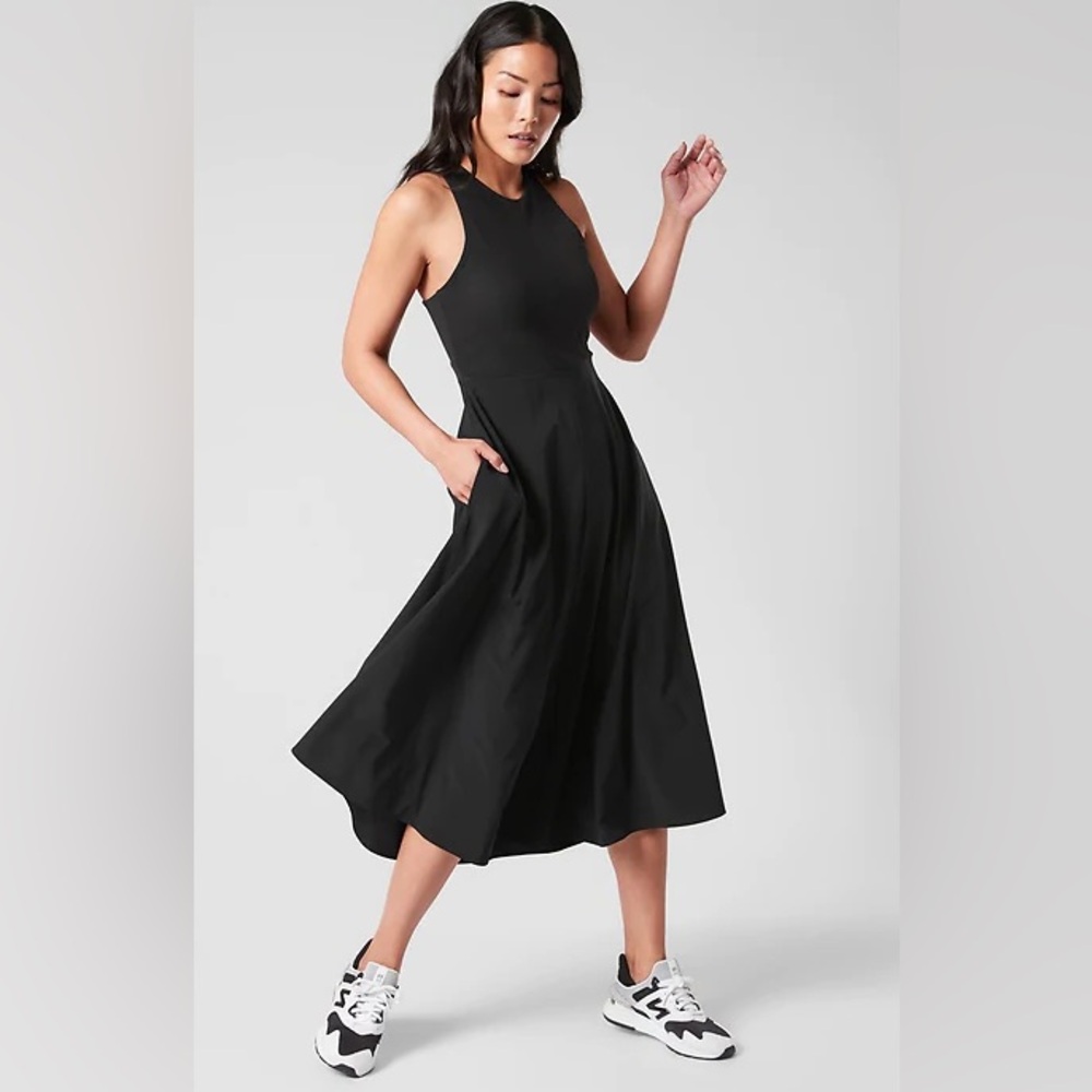 EUC Athleta Black Winona Midi Support Dress size XXS